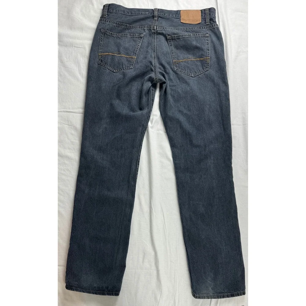 Aeropostale Mens Slim Straight Jeans Dark Wash Blue Button Fly 32x34 Denim